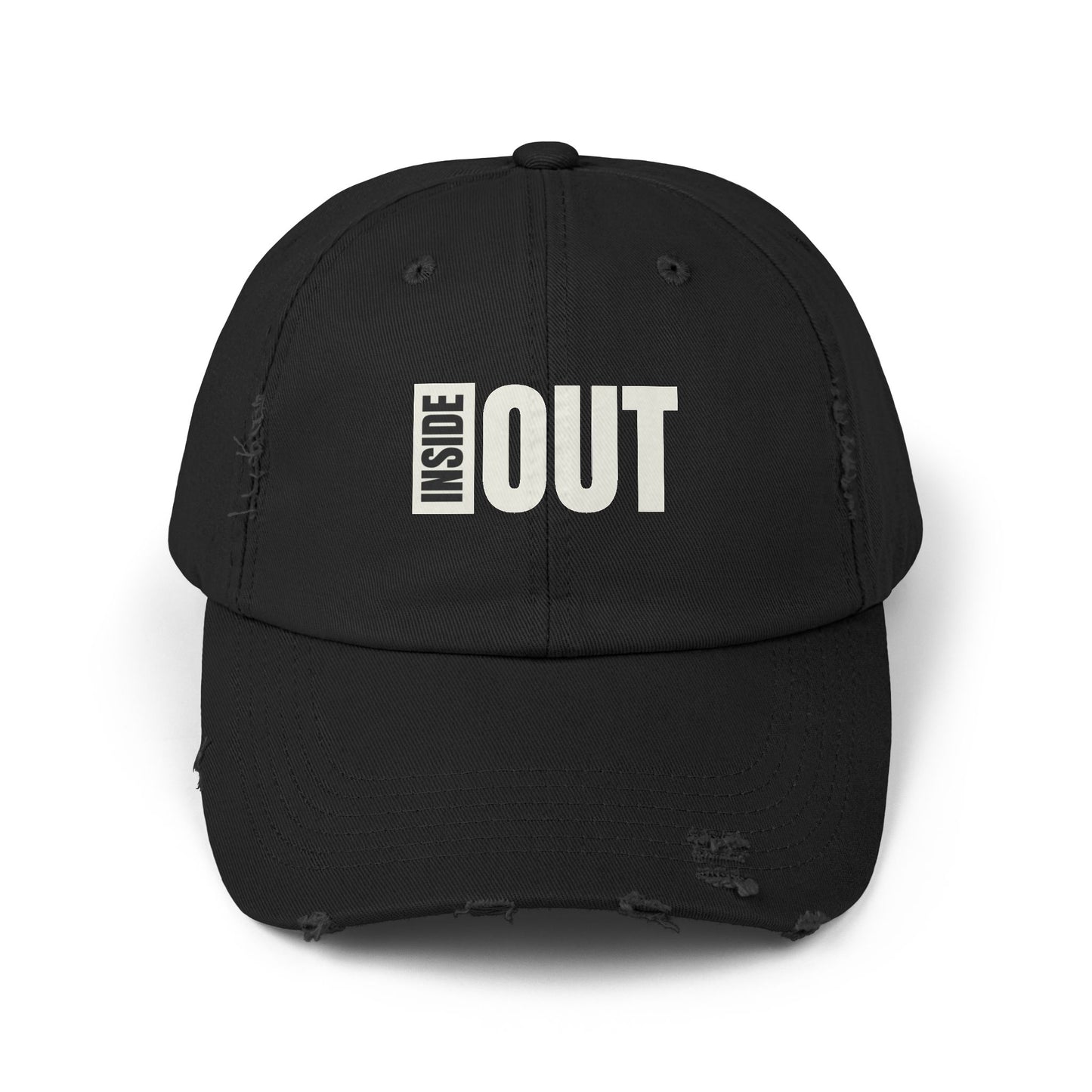 Distressed Cap with 'INSIDE OUT' Design – Trendy Unisex Hat for Casual Wear, Outdoor Adventures, Gifts, Festivals, Everyday Style