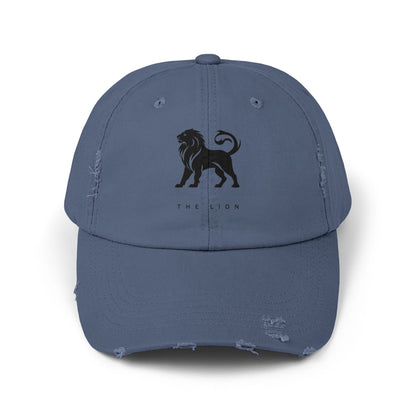 Youthful Distressed Cap with Lion Design, Trendy Hat for Animal Lovers, Casual Summer Accessory, Perfect Gift for Birthdays and Holidays