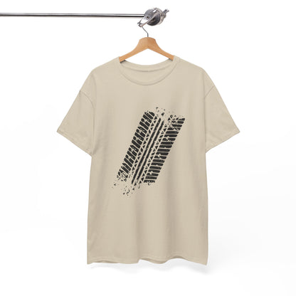 Stylish Heavy Cotton Tee with Bold Tire Track Design | Casual Wear, Streetwear, Gift for Car Lovers, Trendy T-Shirt, Everyday