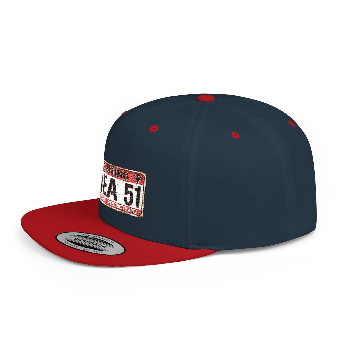 Area 51 Flat Bill Snapback Hat, UFO Fan Gear, Alien Enthusiast Cap, Unique Gift for Sci-Fi Lovers, Cool Statement Accessory