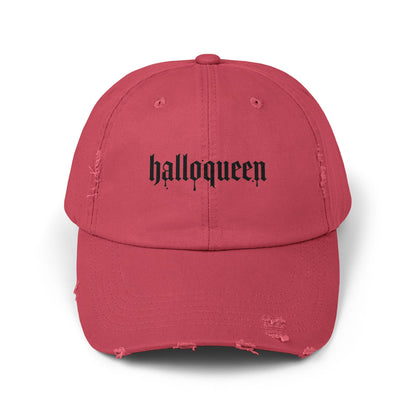 Unisex Distressed Cap with 'Halloqueen' Design, Trendy Halloween Hat, Perfect Gift for Fall Celebrations, Casual Style
