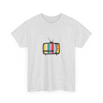 Retro TV Graphic Heavy Cotton Tee, Vintage Style Shirt, Gift for TV Lovers, Casual Wear, Fun Summer Tee, Graphic Tee
