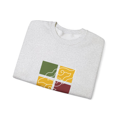 Cozy Graphic Crewneck Sweatshirt with Abstract Colors, Unisex Sweatshirt, Fall Fashion, Layering Essentials, Relaxed Vibe, Gift for Her/Him