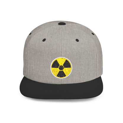Radiation Symbol Flat Bill Snapback Cap, Trendy Adjustable Hat, Streetwear Accessory, Summer Festival Gear, Unique Gift for Him/Her