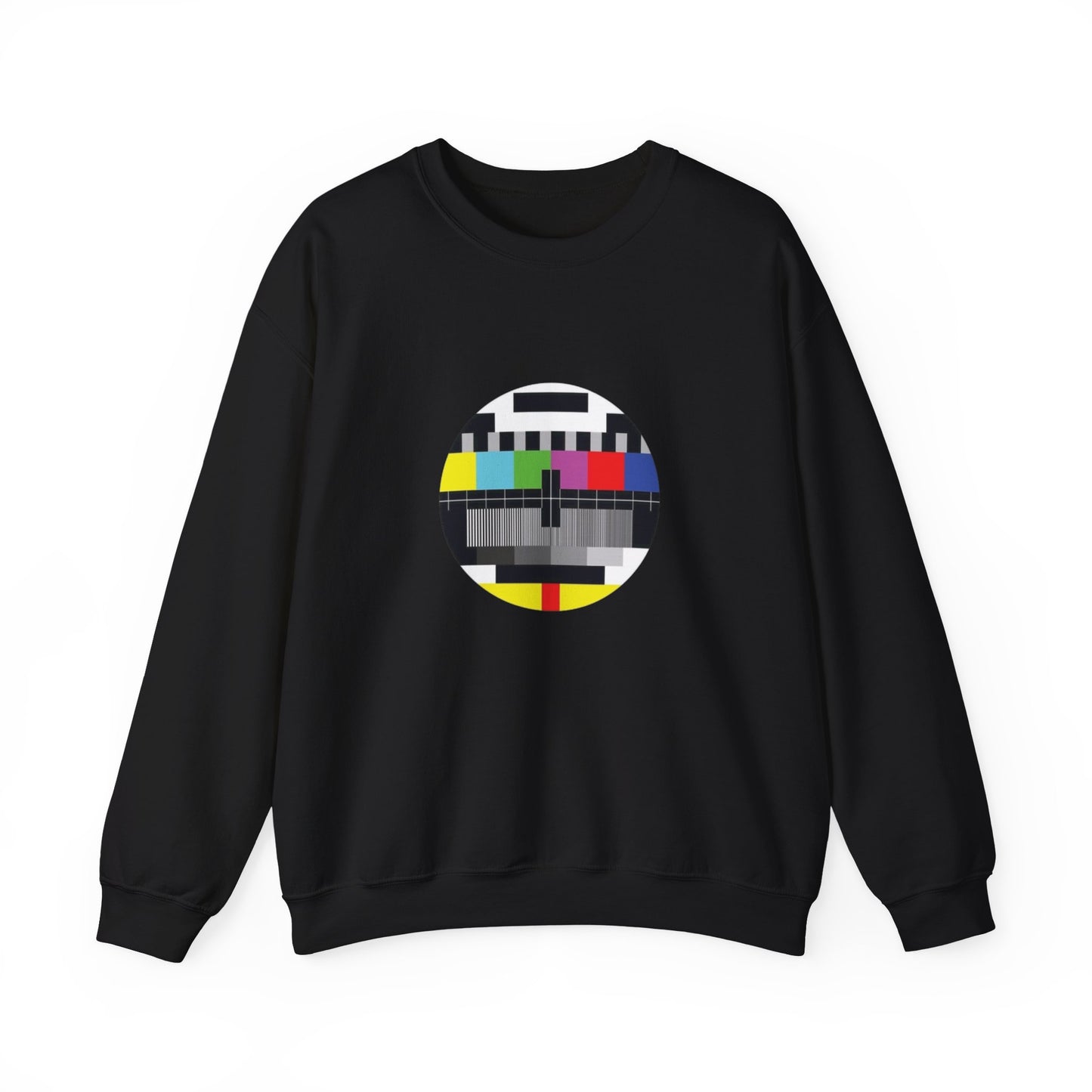 Colorful Retro Test Pattern Sweatshirt, Cozy Graphic Sweater, Unisex Crewneck Apparel, Perfect for Gifting and Everyday Wear