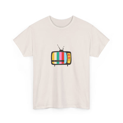 Retro TV Graphic Heavy Cotton Tee, Vintage Style Shirt, Gift for TV Lovers, Casual Wear, Fun Summer Tee, Graphic Tee