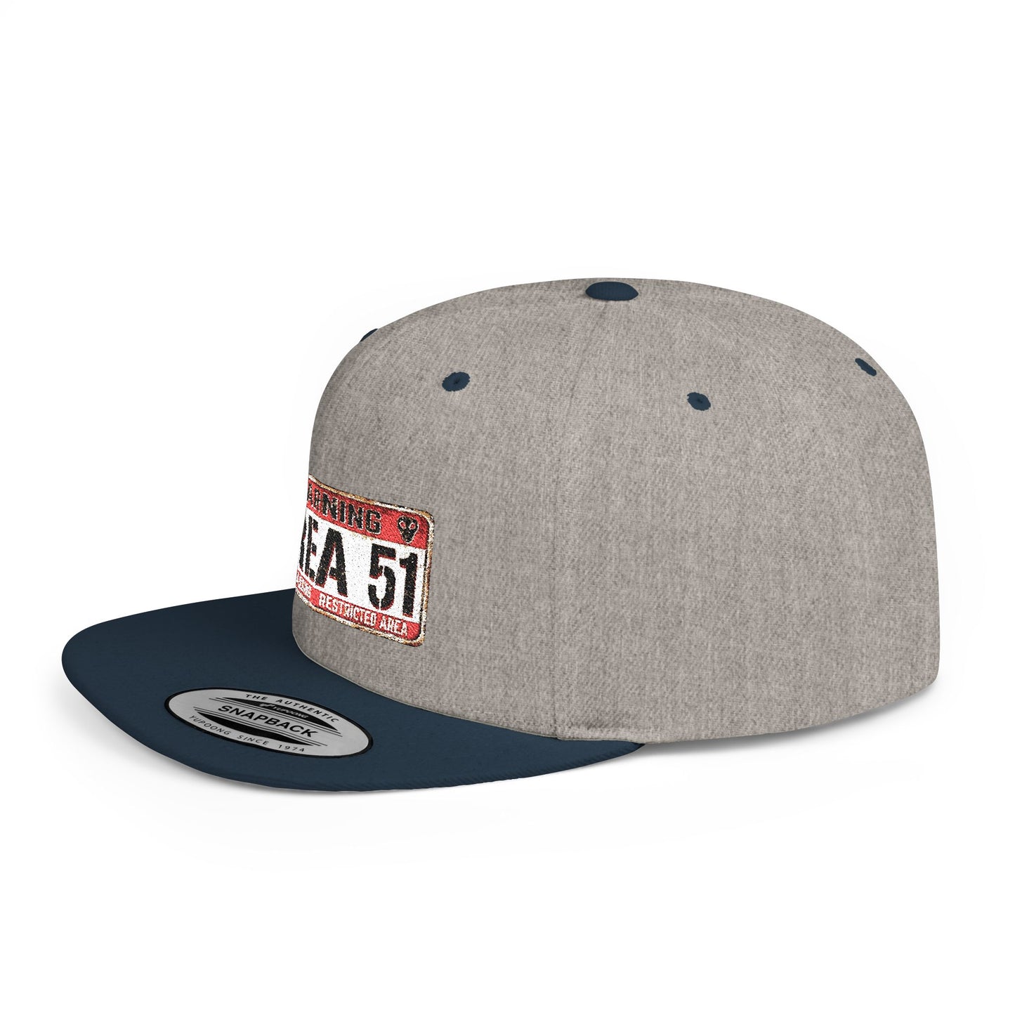 Area 51 Flat Bill Snapback Hat, UFO Fan Gear, Alien Enthusiast Cap, Unique Gift for Sci-Fi Lovers, Cool Statement Accessory