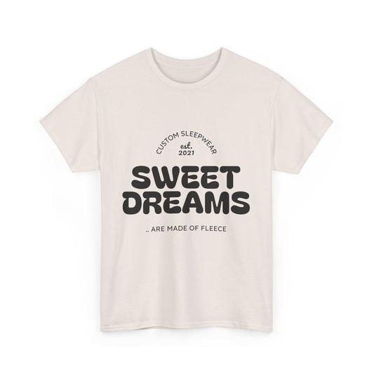 Sweet Dreams Heavy Cotton Tee, Cozy Sleep Shirt, Funny Sleepwear, Gift for Sleep Lovers, Birthday Pajama Top, Unisex T-Shirt