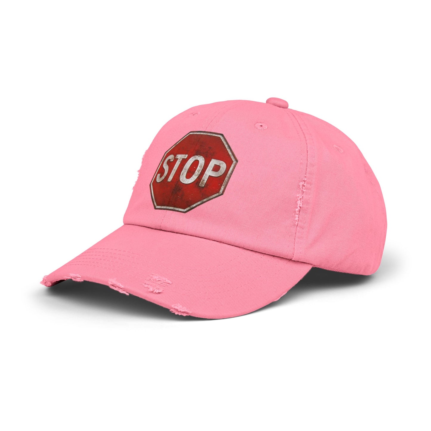 Distressed Stop Sign Cap, Unisex Cap, Casual Headwear, Summer Accessory, Vintage Style, Unique Gift Idea