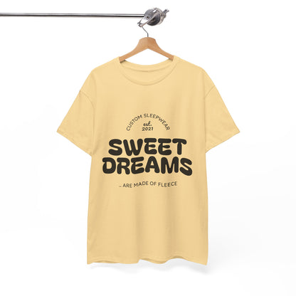 Sweet Dreams Heavy Cotton Tee, Cozy Sleep Shirt, Funny Sleepwear, Gift for Sleep Lovers, Birthday Pajama Top, Unisex T-Shirt