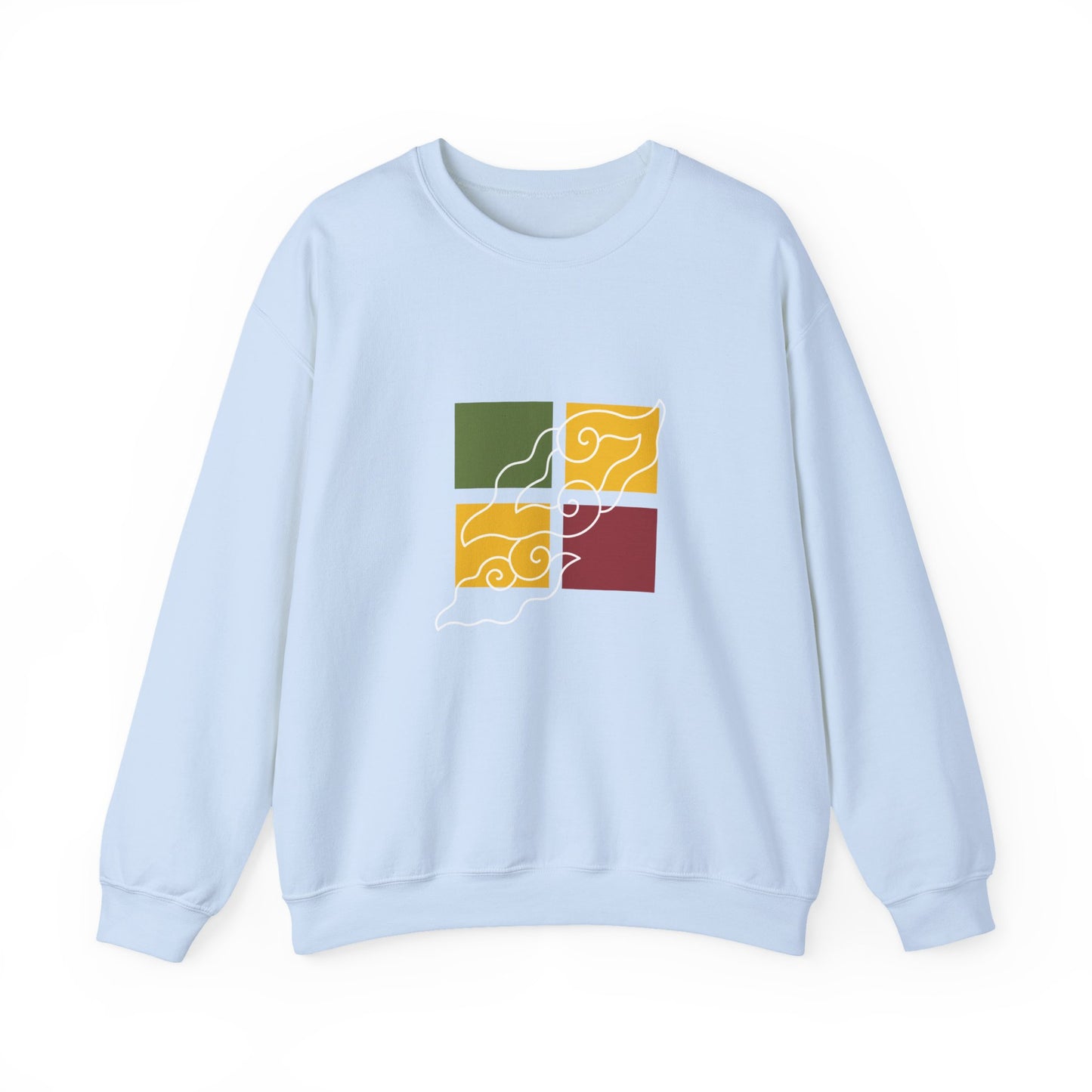 Cozy Graphic Crewneck Sweatshirt with Abstract Colors, Unisex Sweatshirt, Fall Fashion, Layering Essentials, Relaxed Vibe, Gift for Her/Him