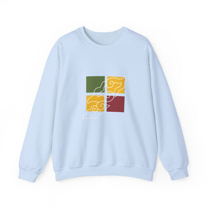 Cozy Graphic Crewneck Sweatshirt with Abstract Colors, Unisex Sweatshirt, Fall Fashion, Layering Essentials, Relaxed Vibe, Gift for Her/Him