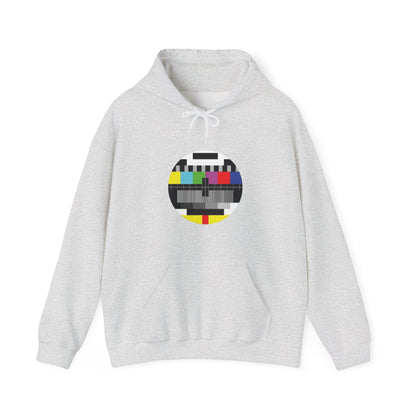 Vintage TV Test Pattern Hoodie, Cozy Unisex Sweatshirt for Home, Unique Gift for Tech Lovers, Retro Apparel, Perfect for Casual Wear
