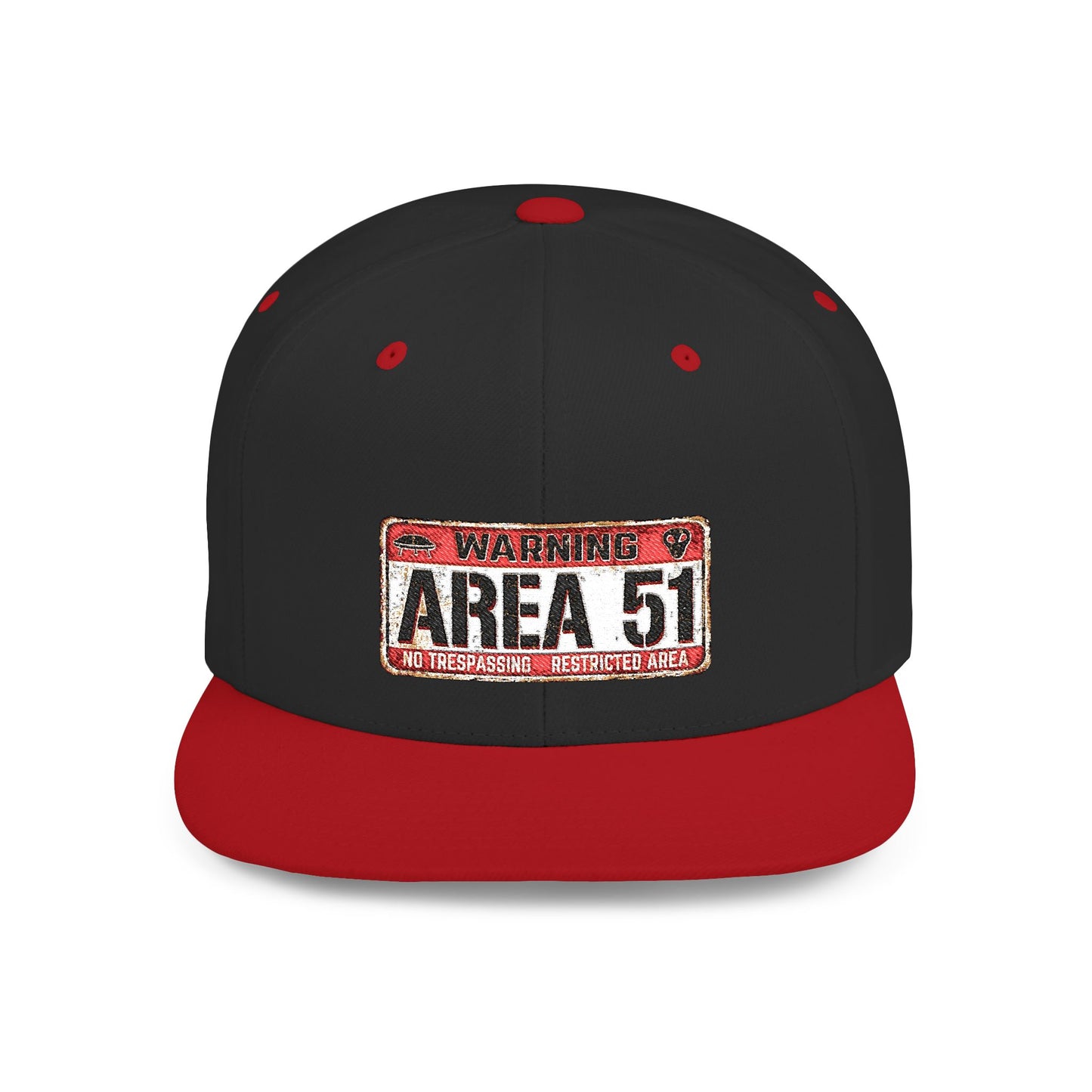 Area 51 Flat Bill Snapback Hat, UFO Fan Gear, Alien Enthusiast Cap, Unique Gift for Sci-Fi Lovers, Cool Statement Accessory