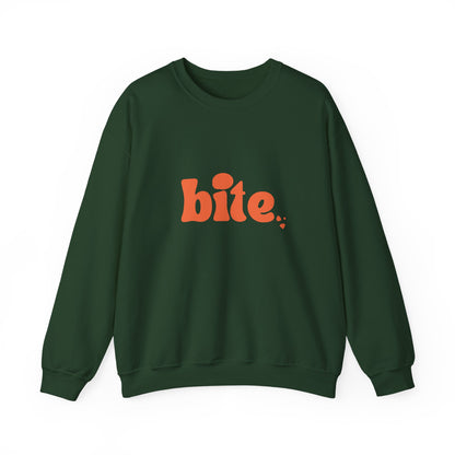 Bite Graphic Crewneck Sweatshirt, Cozy Unisex Sweatshirt for Casual Wear, Perfect Gift for Food Lovers, Trendy Fall Fashion, Holiday Apparel
