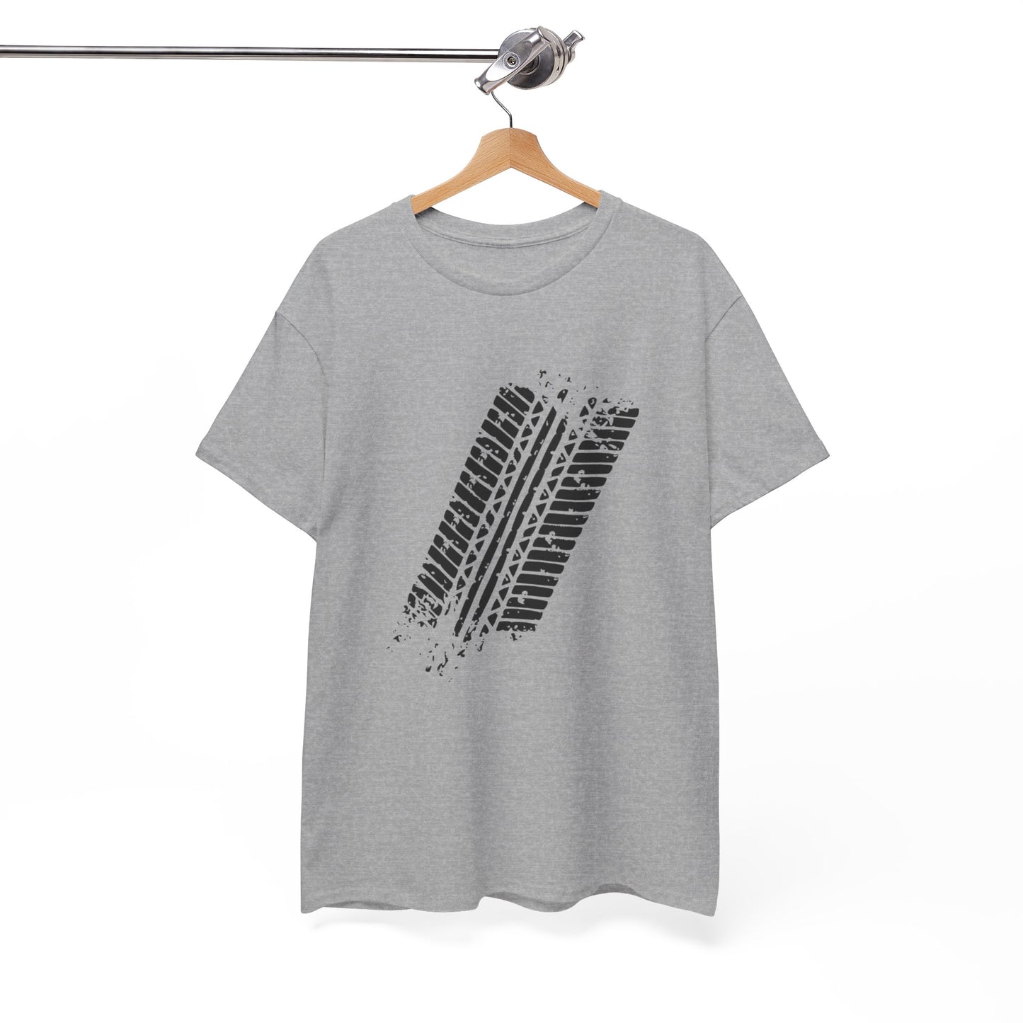 Stylish Heavy Cotton Tee with Bold Tire Track Design | Casual Wear, Streetwear, Gift for Car Lovers, Trendy T-Shirt, Everyday