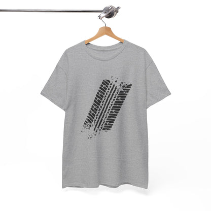 Stylish Heavy Cotton Tee with Bold Tire Track Design | Casual Wear, Streetwear, Gift for Car Lovers, Trendy T-Shirt, Everyday