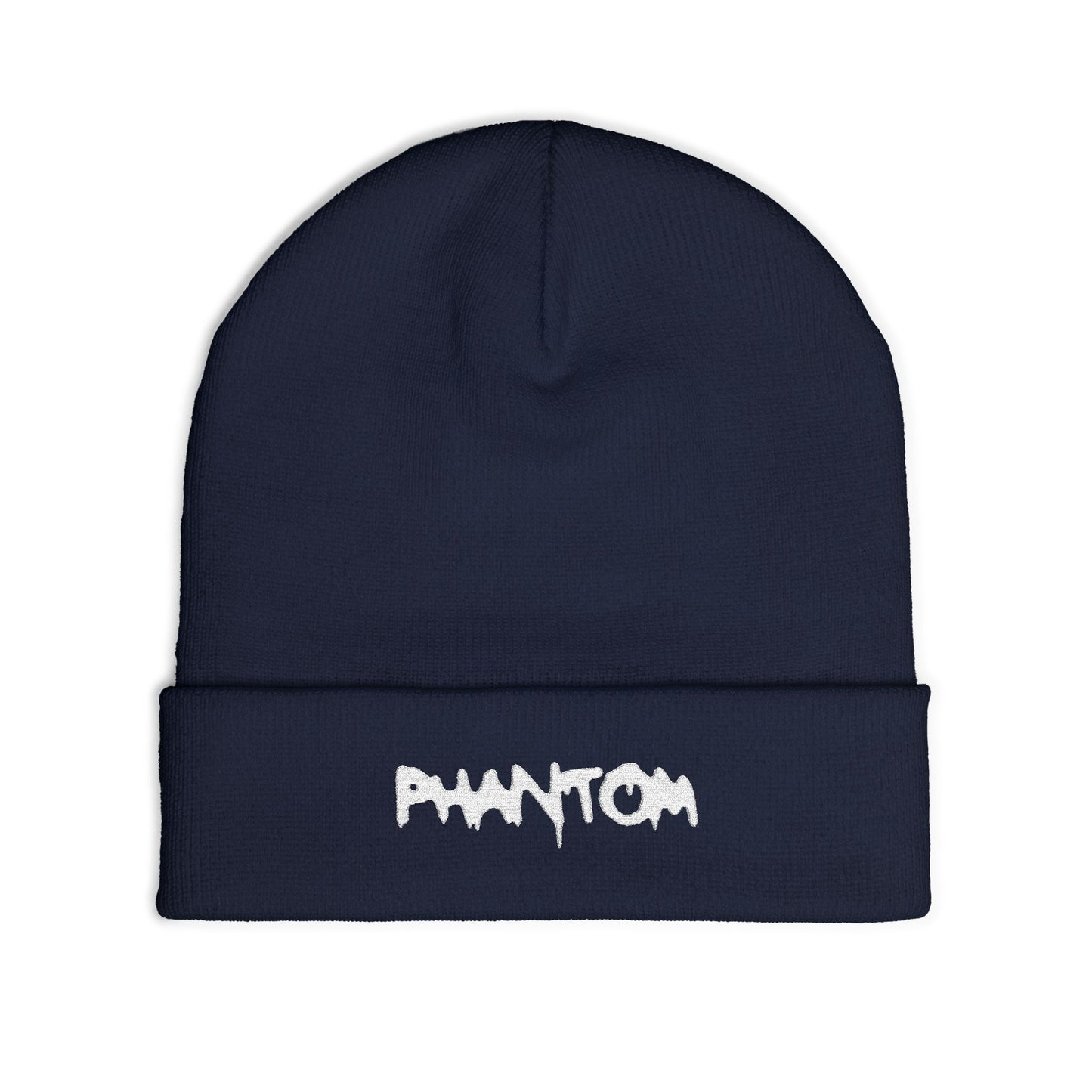 Stylish Knit Beanie (Embroidery) - Perfect for Winter, Casual Outings, Gifts, Festivals, Outdoor Adventures, 'PHANTOM' Design