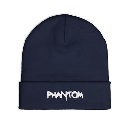 Stylish Knit Beanie (Embroidery) - Perfect for Winter, Casual Outings, Gifts, Festivals, Outdoor Adventures, 'PHANTOM' Design