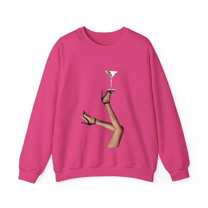 Chic Martini Legs Sweatshirt, Fashion Forward, Cocktail Party Attire, Cozy Unisex Crewneck, Gifts for Her