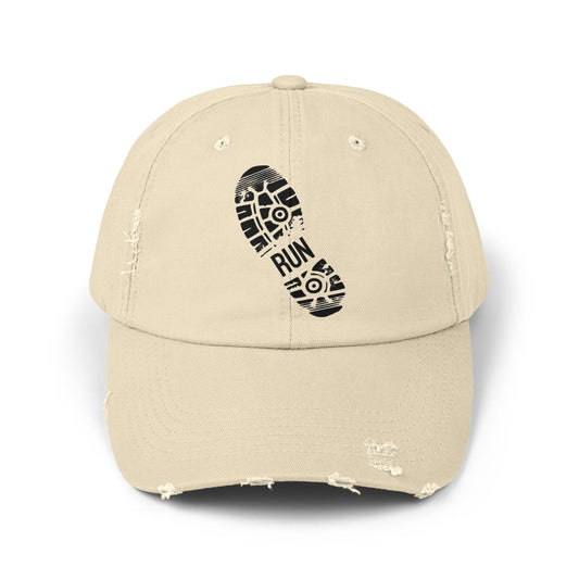 Unisex Distressed Running Cap – Vintage Athletic Hat for Runners, Casual Wear, Gift for Fitness Enthusiasts, Outdoor Activities