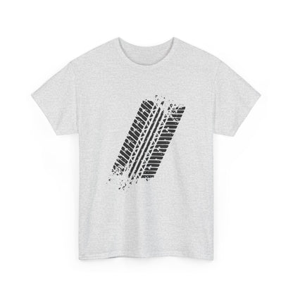 Stylish Heavy Cotton Tee with Bold Tire Track Design | Casual Wear, Streetwear, Gift for Car Lovers, Trendy T-Shirt, Everyday