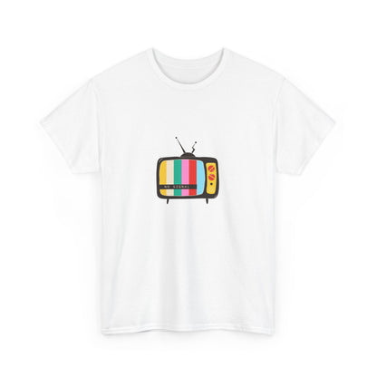 Retro TV Graphic Heavy Cotton Tee, Vintage Style Shirt, Gift for TV Lovers, Casual Wear, Fun Summer Tee, Graphic Tee