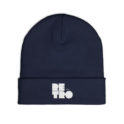 Retro Embroidered Knit Beanie, Cozy Winter Hat, Fashionable Beanie, Stylish Headwear, Perfect Gift for Him or Her