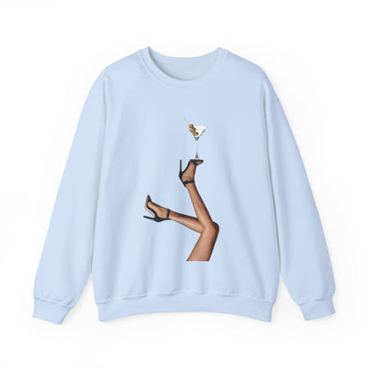 Chic Martini Legs Sweatshirt, Fashion Forward, Cocktail Party Attire, Cozy Unisex Crewneck, Gifts for Her