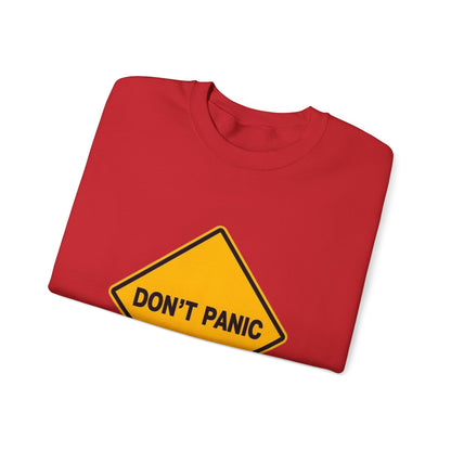 Don't Panic Sweatshirt - Cozy Unisex Heavy Blend Crewneck for Chill Days, Gift for Friends, Stress Relief, Casual Style, Everyday Comfort