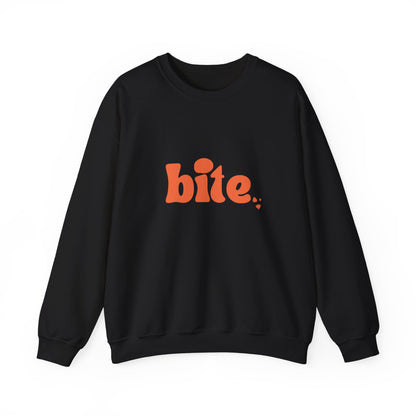Bite Graphic Crewneck Sweatshirt, Cozy Unisex Sweatshirt for Casual Wear, Perfect Gift for Food Lovers, Trendy Fall Fashion, Holiday Apparel