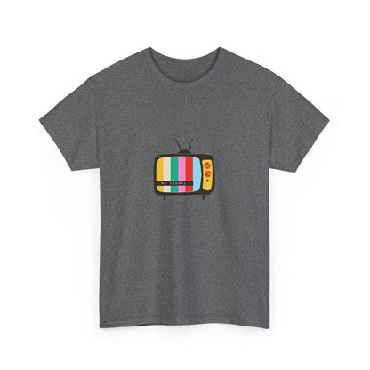 Retro TV Graphic Heavy Cotton Tee, Vintage Style Shirt, Gift for TV Lovers, Casual Wear, Fun Summer Tee, Graphic Tee