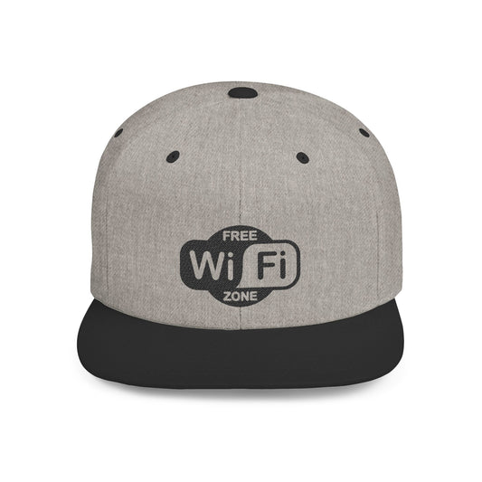 WiFi Zone Snapback Hat, Trendy Flat Bill Cap, Gift for Tech Lovers, Stylish Outdoor Accessory, Perfect for Vacations