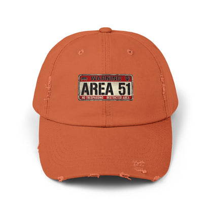 Unisex Distressed Area 51 Cap - Vintage Alien Hat, UFO Enthusiast Gift, Trendy Mens & Womens Cap, Perfect for Casual Wear