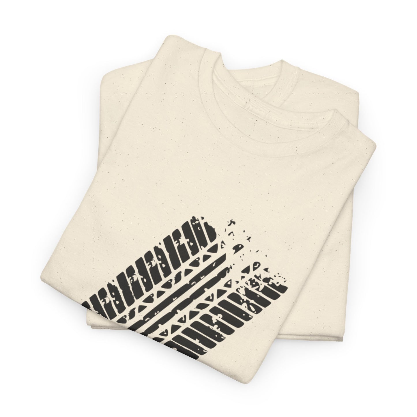 Stylish Heavy Cotton Tee with Bold Tire Track Design | Casual Wear, Streetwear, Gift for Car Lovers, Trendy T-Shirt, Everyday