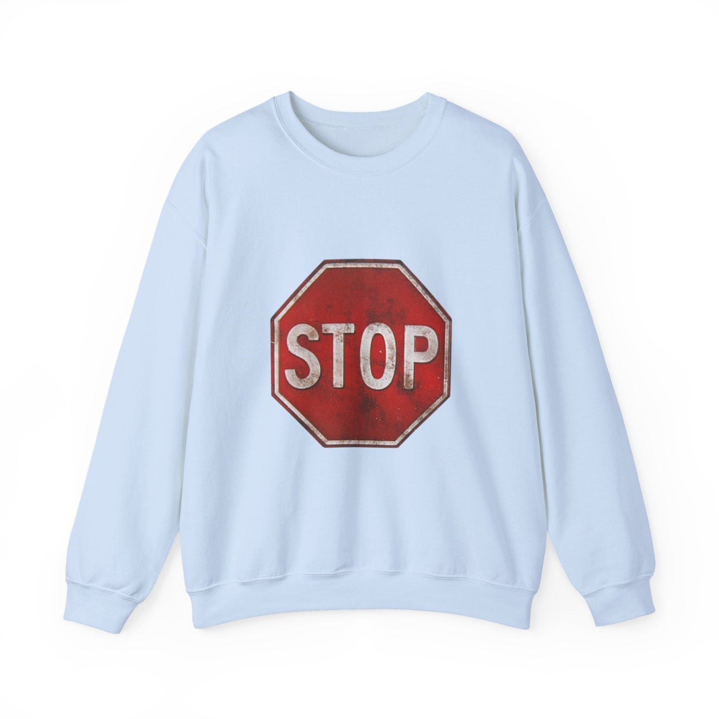 Stop Sign Crewneck Sweatshirt, Casual Wear, Gift for Drivers, Street Style, Motivational Clothing, Safety Awareness Apparel