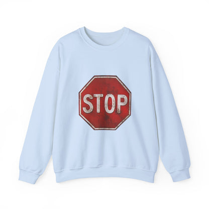 Stop Sign Crewneck Sweatshirt, Casual Wear, Gift for Drivers, Street Style, Motivational Clothing, Safety Awareness Apparel