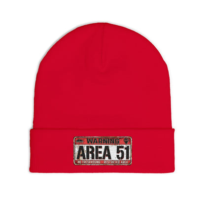 Area 51 Embroidered Knit Beanie, Funny UFO Hat, Winter Fashion Accessory, Cool Gift for Aliens Enthusiasts, Unique Beanie for Men and Women