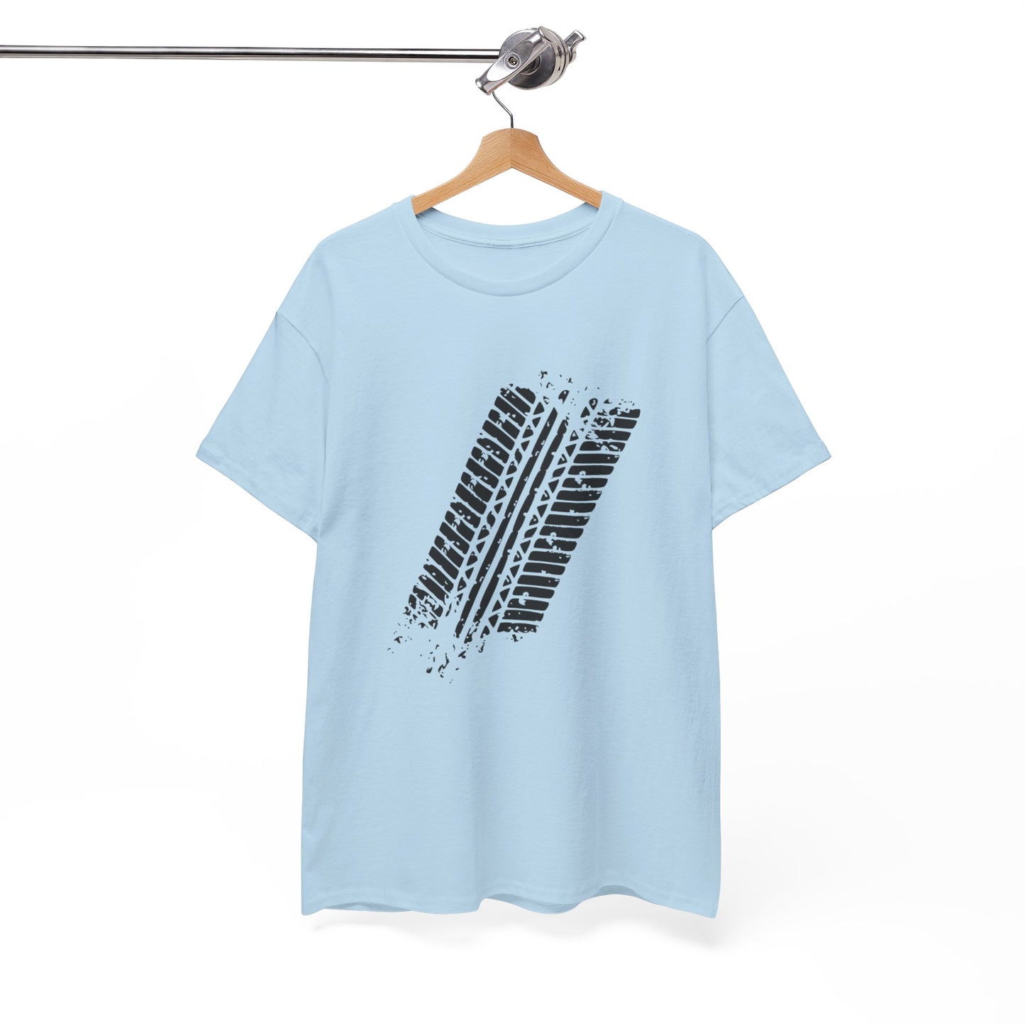 Stylish Heavy Cotton Tee with Bold Tire Track Design | Casual Wear, Streetwear, Gift for Car Lovers, Trendy T-Shirt, Everyday