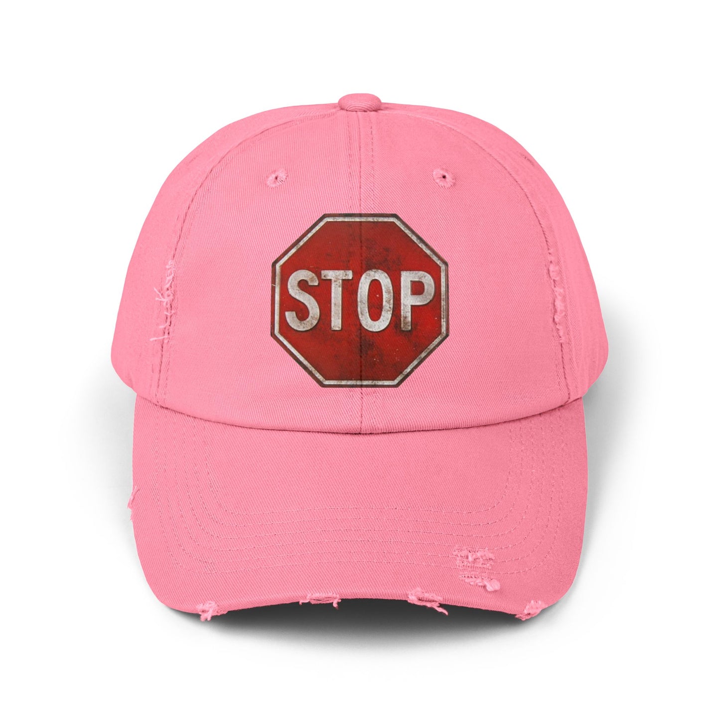 Distressed Stop Sign Cap, Unisex Cap, Casual Headwear, Summer Accessory, Vintage Style, Unique Gift Idea