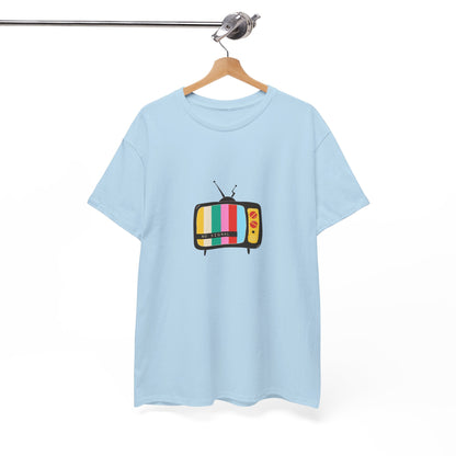 Retro TV Graphic Heavy Cotton Tee, Vintage Style Shirt, Gift for TV Lovers, Casual Wear, Fun Summer Tee, Graphic Tee