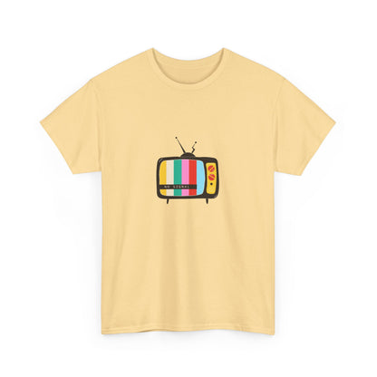 Retro TV Graphic Heavy Cotton Tee, Vintage Style Shirt, Gift for TV Lovers, Casual Wear, Fun Summer Tee, Graphic Tee