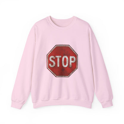 Stop Sign Crewneck Sweatshirt, Casual Wear, Gift for Drivers, Street Style, Motivational Clothing, Safety Awareness Apparel