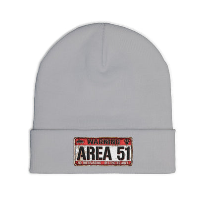 Area 51 Embroidered Knit Beanie, Funny UFO Hat, Winter Fashion Accessory, Cool Gift for Aliens Enthusiasts, Unique Beanie for Men and Women