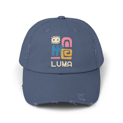 Unisex Distressed Cap with Colorful LUMA Design, Trendy Hat, Casual Wear, Gift for Him/Her, Summer Accessory, Everyday Style