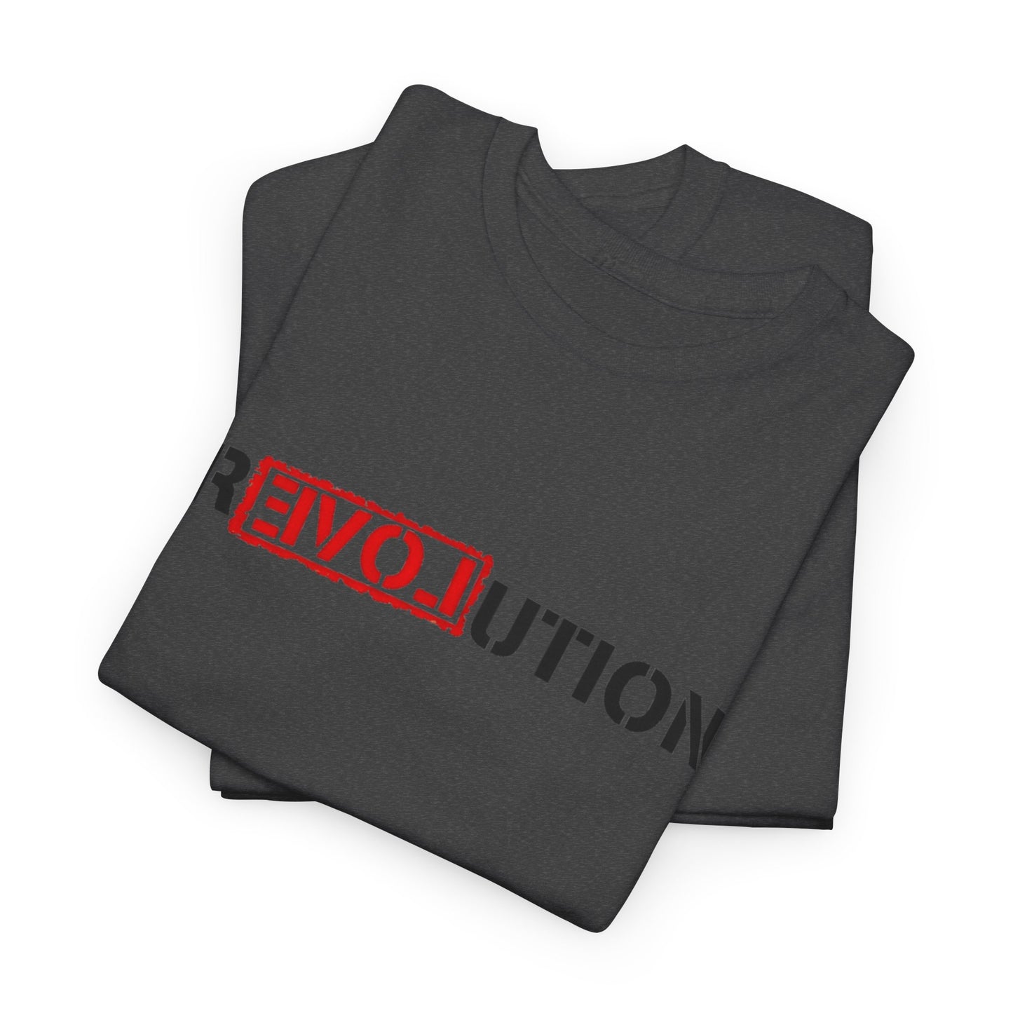 Heavy Cotton Tee with REVO-lution Design - Casual Wear, Statement Shirt, Gift for Activists, Streetwear Essential