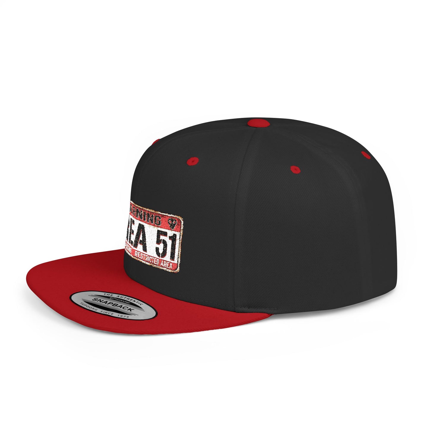 Area 51 Flat Bill Snapback Hat, UFO Fan Gear, Alien Enthusiast Cap, Unique Gift for Sci-Fi Lovers, Cool Statement Accessory