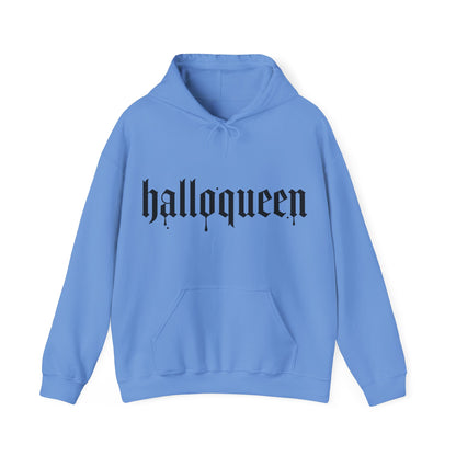 Halloween Hooded Sweatshirt, Halloqueen Pullover, Unisex Fall Apparel, Cozy Halloween Outfit, Spooky Season Gift