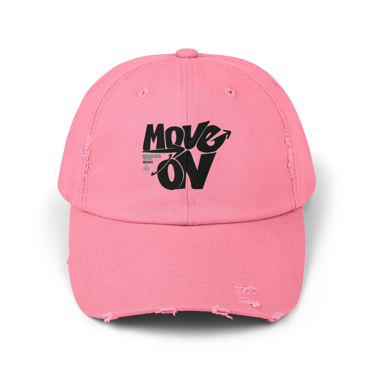 Motivational Distressed Cap: Move On, Casual Hat, Outdoor Gear, Gift for Graduates, Trendy Accessories