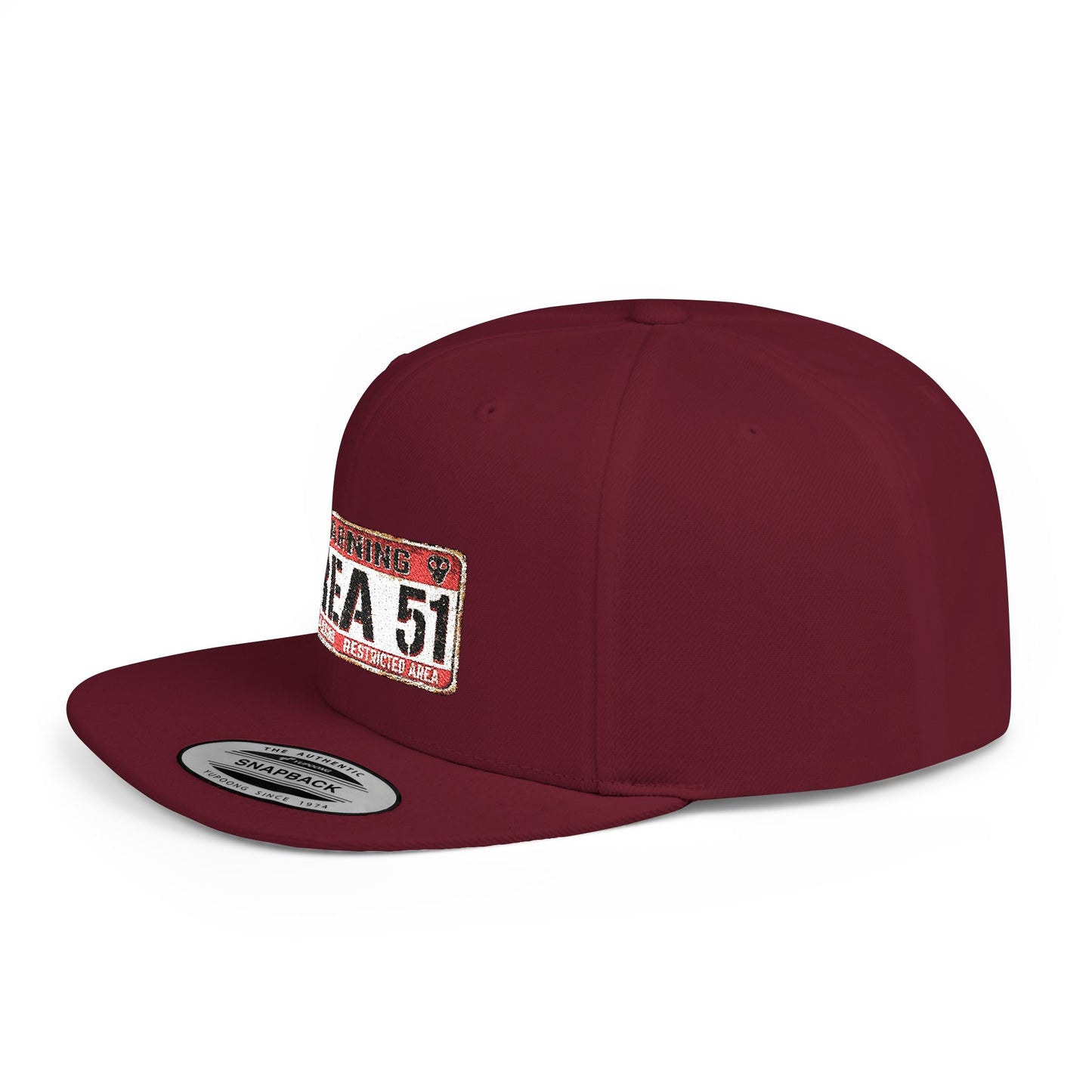 Area 51 Flat Bill Snapback Hat, UFO Fan Gear, Alien Enthusiast Cap, Unique Gift for Sci-Fi Lovers, Cool Statement Accessory